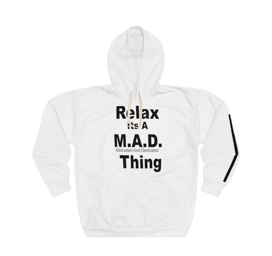 white Relax MAD Pullover Hoodie